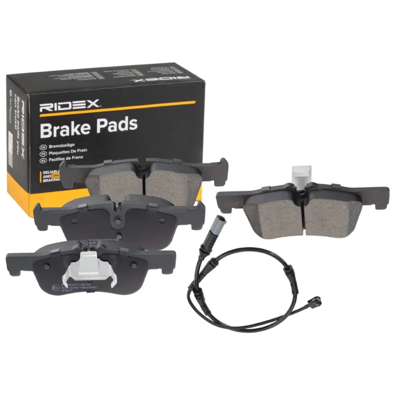 Image of RIDEX 402B1805 Brake pad set Front Axle, incl. wear warning contact, with piston clip Brake Pad Set,disc brake (402)
