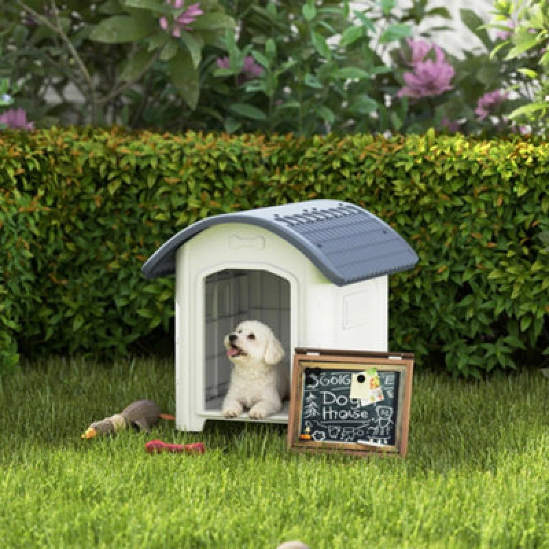 Image of Pawhut Plastic Outdoor Dog Kennel With Removable Floor, Waterproof Roof