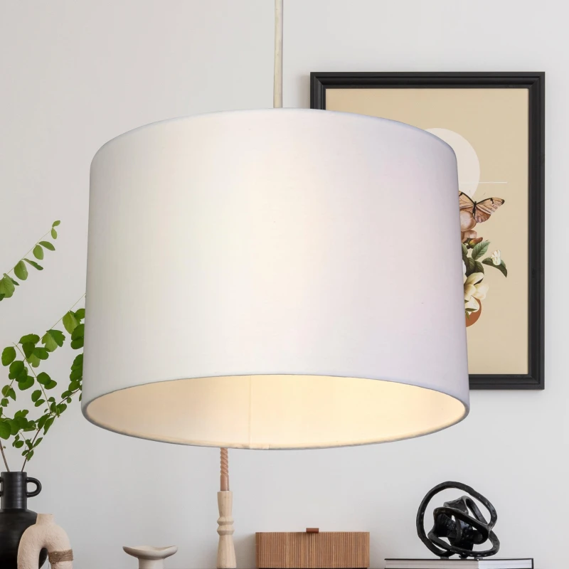 Image of SO'HOME 30cm White Cotton Drum Shade White ONE SIZE