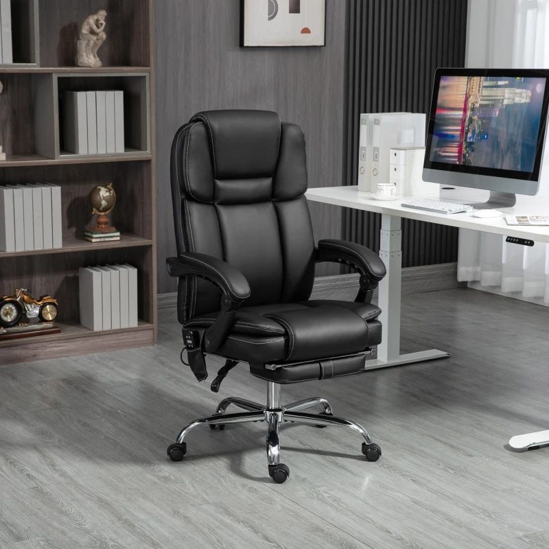 Image of VINSETTO Massage Office Chair, PU Leather High Back Recliner in Black Unisex
