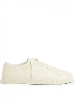 Image of Ted Baker Kimiah Leather Colour Drench Vulcanised Trainer - Ecru, Size 40, Women