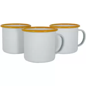 image of Argon Tableware - White Enamel Mugs - 375ml - Yellow - Pack of 12