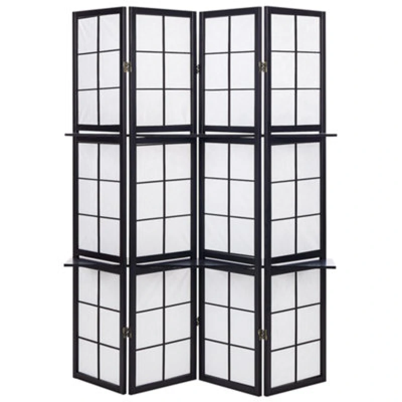 Image of Beliani 4 Panel Room Divider Gomagoi Black 120 Cm 170 Cm