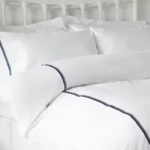 Image of Belledorm Brunswick Duvet Cover Set (Double) (White/Blue) - White/Blue