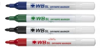 image of Whitecroft Assorted Whiteboard Marker Pens Bullet Tip Pack of 4 806005