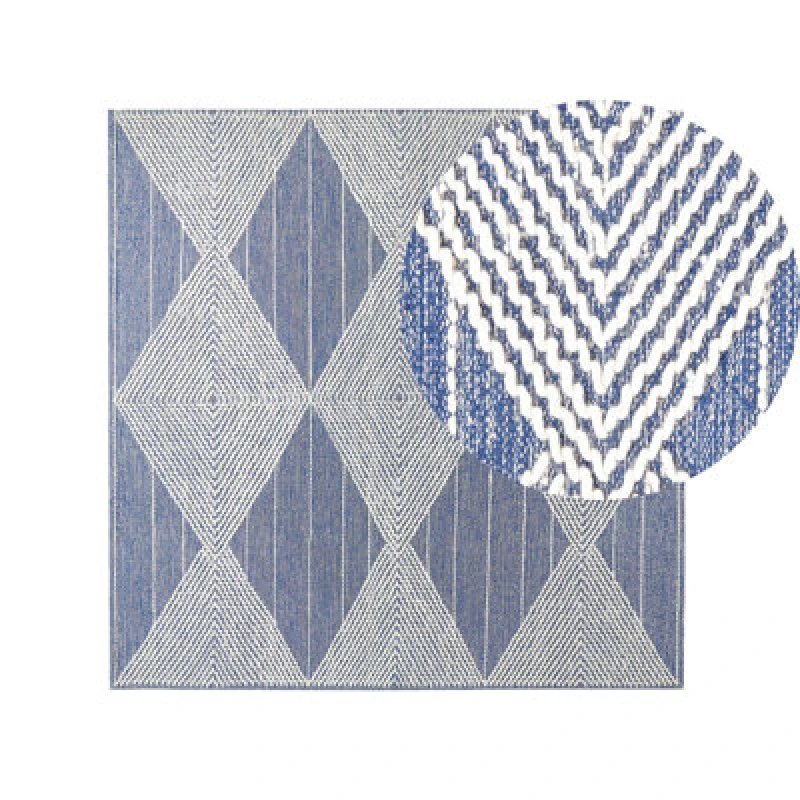 Image of Beliani Rug Datca Blue 200 X 200 Cm Wool