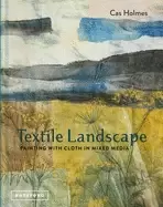 Image of textile landscape painting with cloth in mixed media