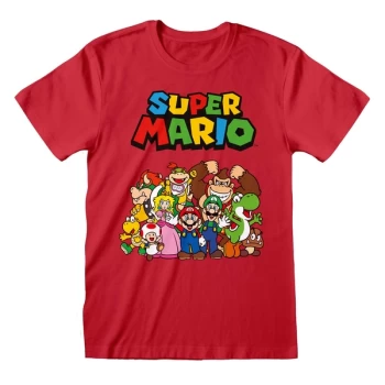 Image of Super Mario - Main Character Group Unisex XX-Large T-Shirt - Red