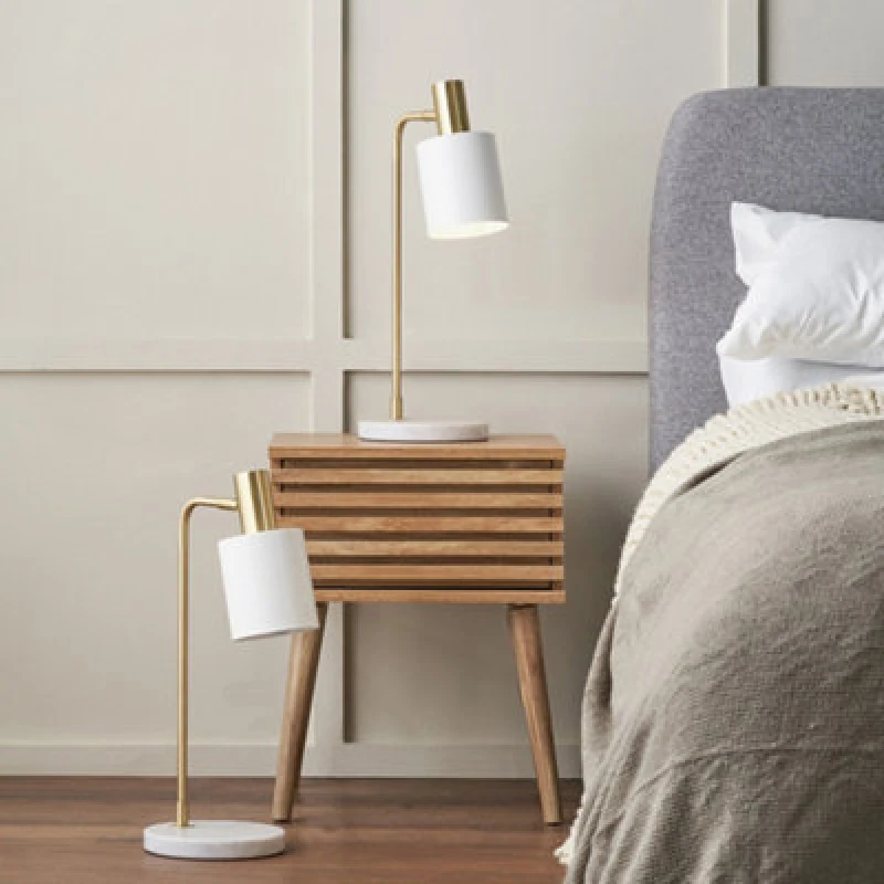 Image of Pacific Lifestyle Set Of 2 Biba Marble Footed White And Gold Table Lamp
