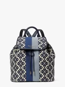 Image of Spade Flower Jacquard Stripe Sinch Medium Flap Backpack - Blue - One Size