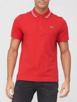 Lacoste Sport Tipped Polo Shirt - Red, Size L, Men