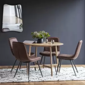 Image of Gallery Interiors Madrid Brown Round 4 Seater Dining Table