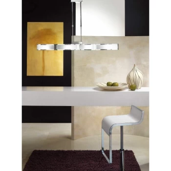 Image of Duna E27 pendant light 4 Bulbs E27 Bar, polished chrome / white aryl