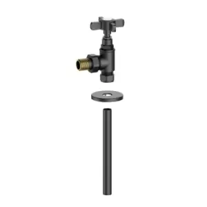 Image of Matt Black Traditional Angled Radiator Valves