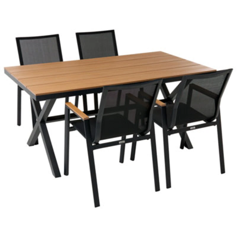 Image of Beliani Garden Dining Set 4 Seater Tiano Metal Black