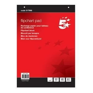 Image of 5 Star A1 Flipchart Pad Perforated 40 Plain Sheets
