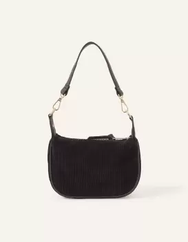Image of Accessorize Womens Mini Cord Shoulder Bag Black, Size: 21x13cm