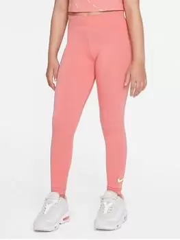 image of Nike Older Girls NSW Favorites Swoosh Legging - Pink, Size Xs=6-8 Years, Women