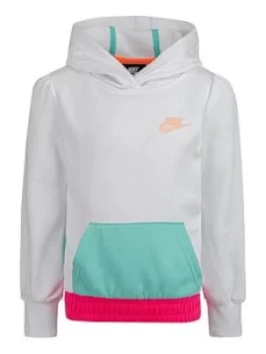 Image of Nike Younger Girl Colorblock Hoodie, White, Size 3-4 Years, Women