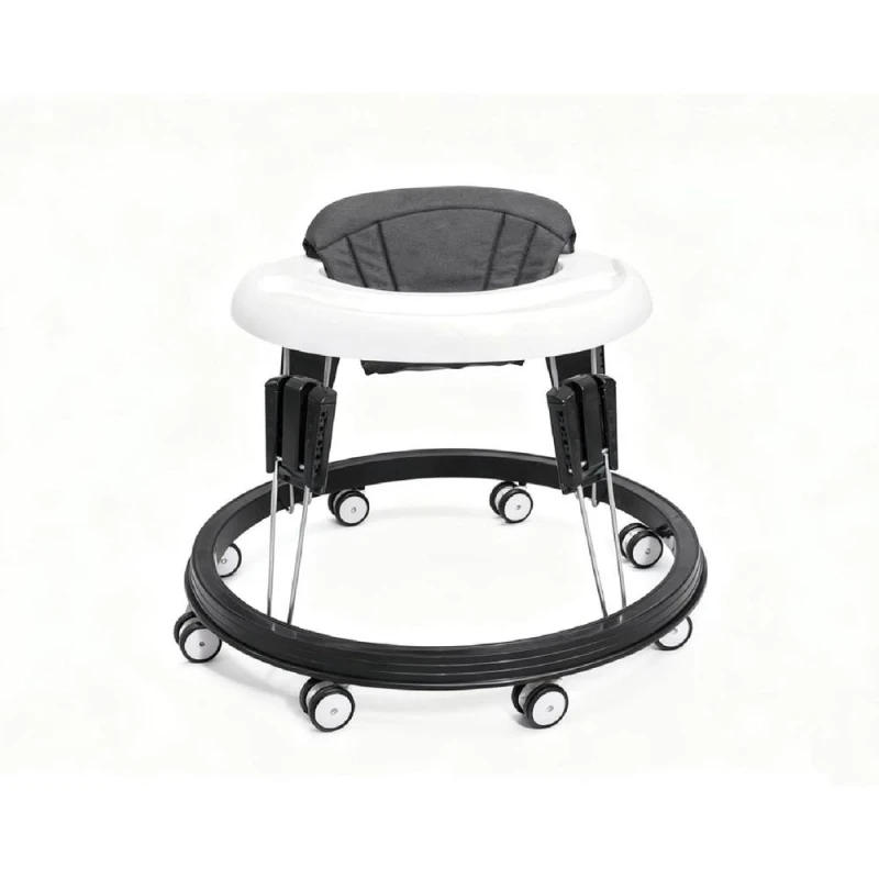 Image of Alivio Foldable Baby Walker with 9-Level Height Adjustment & Wide Base in Black Unisex