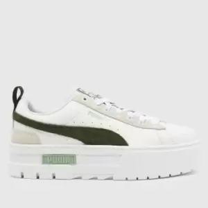 image of PUMA mayze mix trainers in white & green