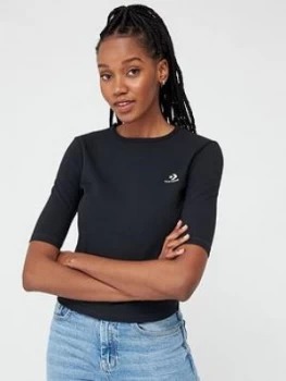 Converse Slim Cropped T-Shirt - Black, Size Xxl, Women