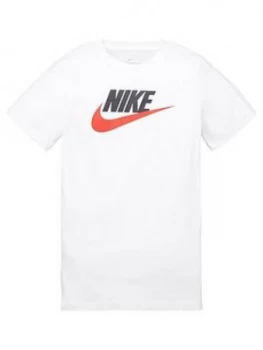 Image of Nike Boys NSW Futura Icon T-Shirt - White/Black Size M 10-12 Years