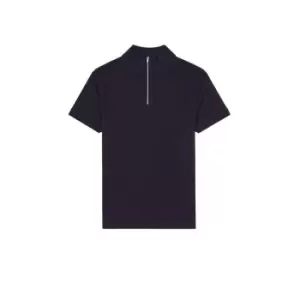 image of French Connection Pique Funnel Neck Polo Shirt - Blue