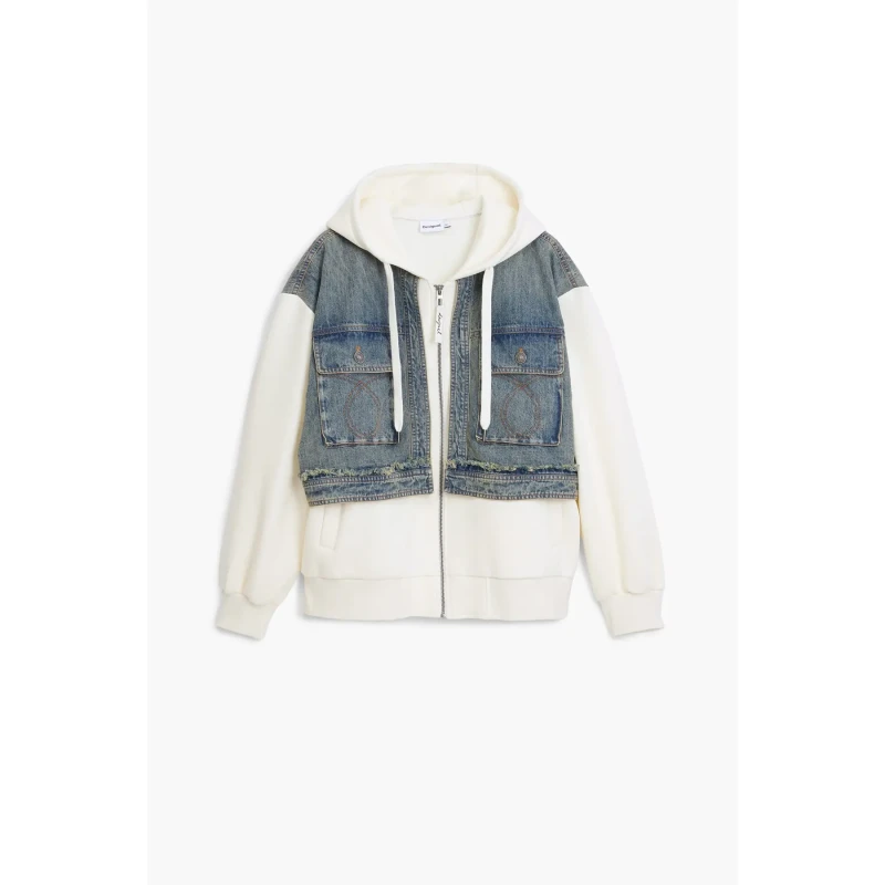 Image of Desigual Womens zip-up hoodie Desigual Trucker Blanc Female S