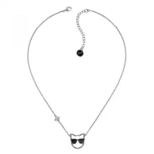 image of Ladies Karl Lagerfeld Silver Plated Sunglasses Choupette Necklace