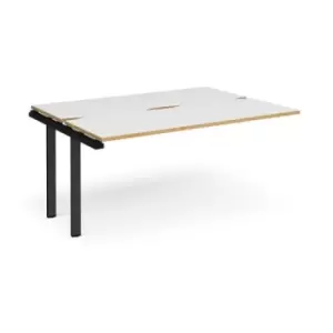 Image of Bench Desk Add On 2 Person Rectangular Desks 1600mm White/Oak Tops With Black Frames 1200mm Depth Adapt