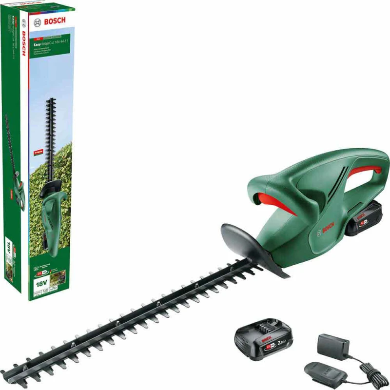 Image of Bosch EASYHEDGECUT 18V-44-11 P4A 18v Cordless Hedge Trimmer 440mm 2 x 2ah Li-ion Battery Charger EASYHEDGECUT 18V-44-11