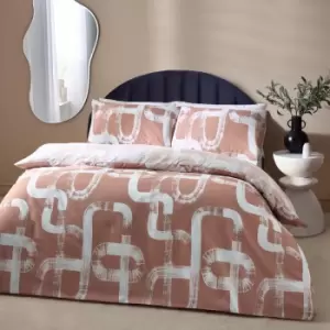 Image of Tuba Abstract Cotton Rich Reversible Duvet Cover Set Plaster, Plaster / Single