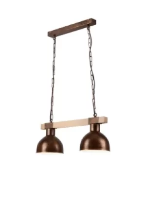 image of Agnese Bar Pendant Ceiling Light Brown, 2x E27