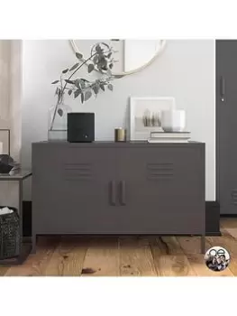 Image of Queer Eye Bradford 2 Door Metal Accent Cabinet - Grey