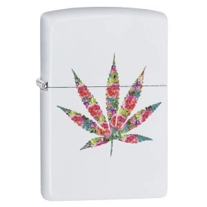 Image of Zippo Floral Weed Design White Regular Windproof Lighter