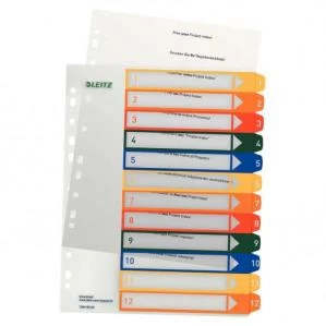 image of Leitz Index Maxi Printable 1-12 Index Divider, A4 - Outer carton of 10