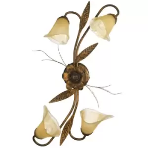 image of Onli Alga Multi Arm Semi Flush Ceiling Lamp, Glass Shades, 4x E14