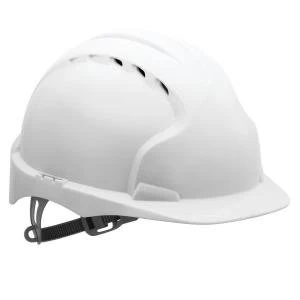 image of JSP EVO2 Vented Safety Helmet with Slip Ratchet Band White