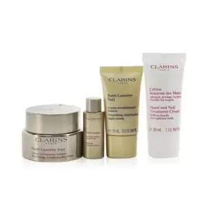 image of ClarinsNutri-Lumiere Collection: Day Cream 50ml+ Night Cream 15ml+ Treatment Essence 10ml+ Hand & Nail Treatment Cream 30ml+ Bag 4pcs+1bag