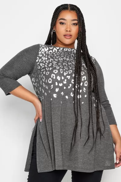 Image of Side Split Foil Print Top