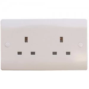 image of ESR Sline 13A White 2G Twin 230V UK 3 Pin Unswitched Electric Wall Socket