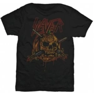 image of Slayer Skull Pumpkin Mens Black T Shirt: Medium