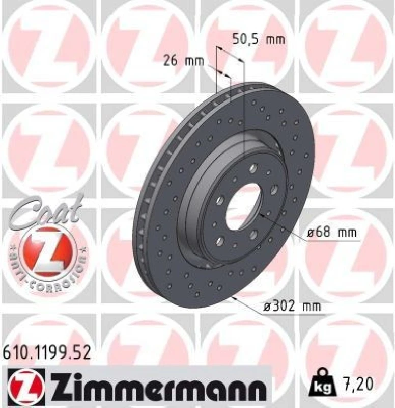 Image of ZIMMERMANN Brake disc ZIMMERMANN 610.1199.52