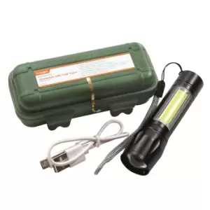 image of Kingavon Rechargeable Aluminium XPE COB Torch with Zoom - Black