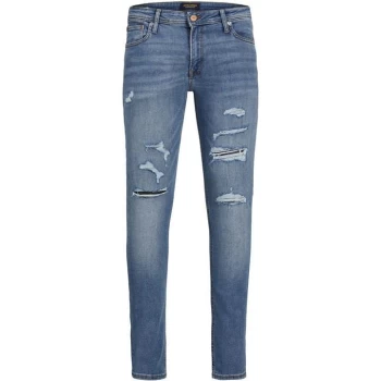 image of Jack and Jones Ripped Skinny Jeans - Blue