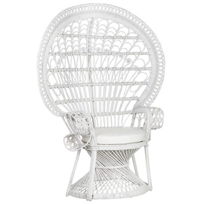 Image of Beliani Peacock Chair Emmanuelle Rattan White