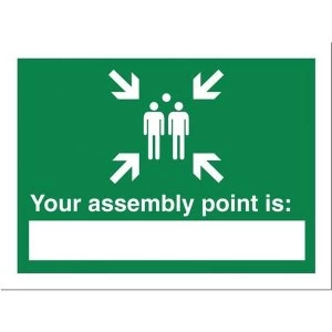 image of Stewart Superior SP076PP Self Adhesive Semi Rigid Write On Polyproylene Sign 200x150mm Your Fire Assembly Point Is