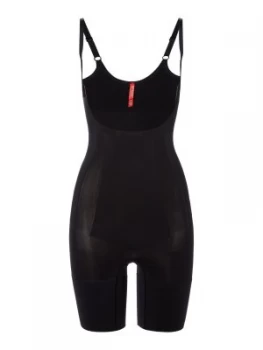 Image of Spanx Oncore open bust mid thigh bodysuit Black