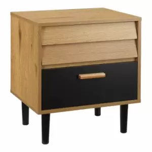 image of HOMCOM Bedside Table Cabinet Storage Chest With 2 Drawers Nordic Style